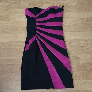 Vintage only worn once strapless, black and pink dress xs